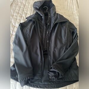 Beautiful Lululemon Black Jacket with removable hooded puffer vest.